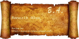 Benczik Alex névjegykártya